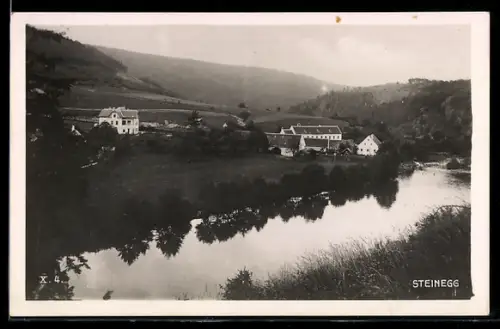AK Altenburg /N.-Oe., Steinegg, Panorama mit Fluss und Gehöften