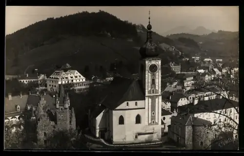 AK Waidhofen /Niederösterreich, Panorama mit Kirche und Burg