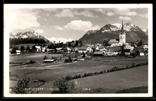 AK Mariapfarr i. Lungau, Dorfansicht mit Kirche und Bergpanorama