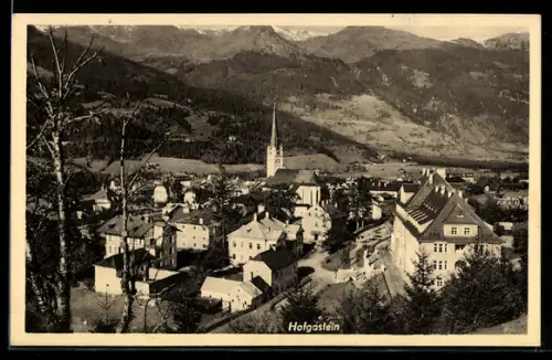 AK Hofgastein, Panorama mit Kirche und Bergkulisse