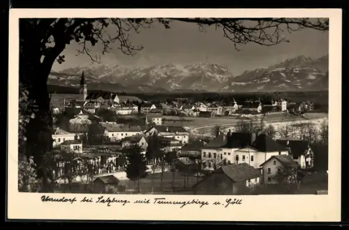 AK Oberndorf bei Salzburg, Panorama mit Tennengebirge und Göll