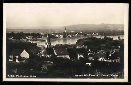 AK Gross Pöchlarn a.d. Donau, Panorama mit Kirche und Donau