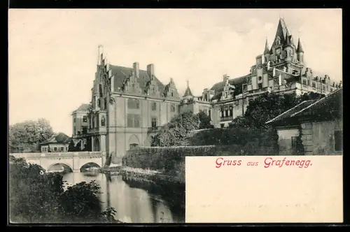 AK Grafenegg, Schloss mit Brücke