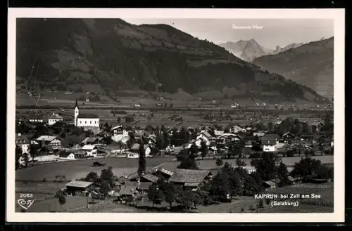 AK Kaprun bei Zell am See, Panorama mit Kirche und Gehöften