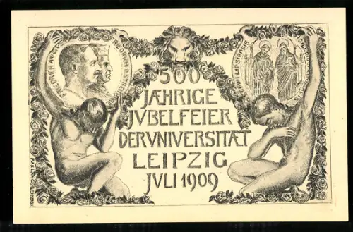 10 AK Leipzig, 500. Jubelfeier d. Universität 1909, Universität vor 1892, Paulinum, Hof, Paulinerkiche, Kreuzgang, Serie
