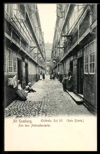 AK Alt-Hamburg, Eichholz Hof 65, Rote Pforte, Abbruchsviertel