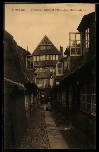 AK Alt-Hamburg, Bühring`s Testament Wohnungen, Steinstrasse 79