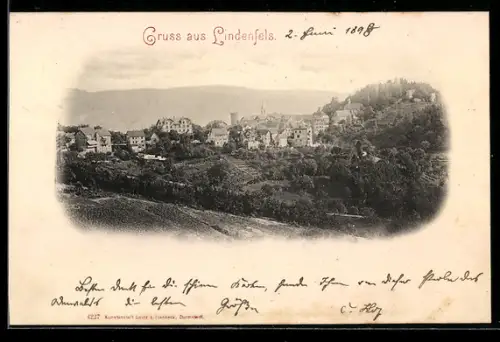 AK Lindenfels, Panoramaansicht der Stadt