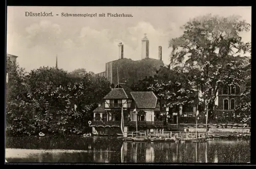 AK Düsseldorf, Schwanenspiegel, Fischerhaus