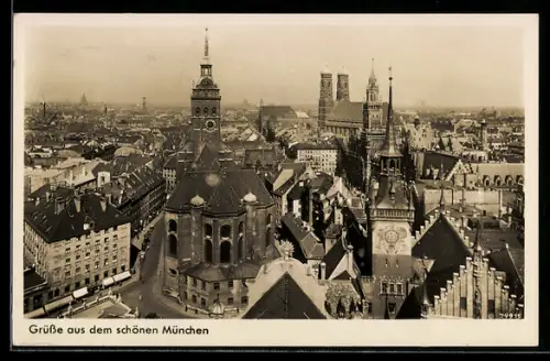 AK München, Frauenkirche, Altes Rathaus, Panorama