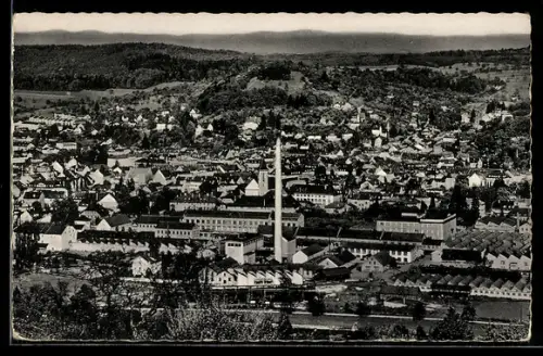 AK Lörrach in Baden, Stadtansicht mit Fabrik und Schornstein