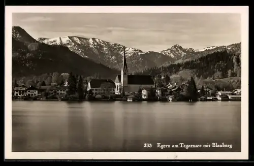 AK Egern am Tegernsee, Panorama mit Blauberg