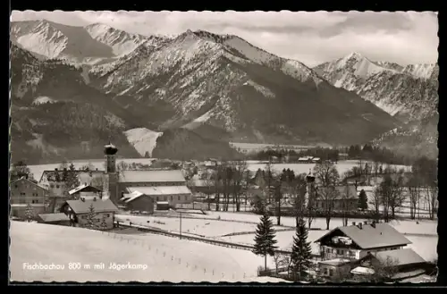 AK Fischbachau, Jägerkamp, Dorfansicht, Alpenpanorama
