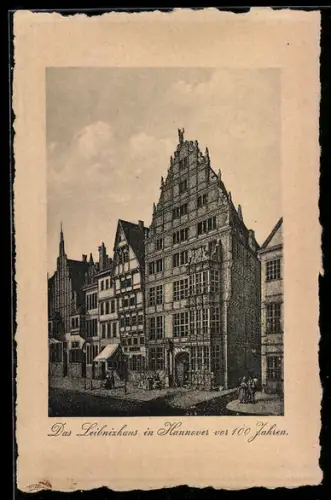 Künstler-AK Hannover, Leibnizhaus vor 100 Jahren