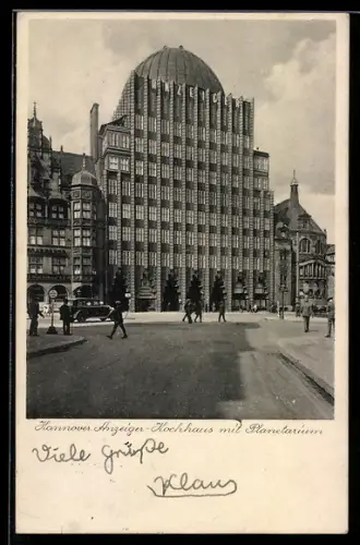 AK Hannover, Anzeiger-Hochhaus mit Planetarium