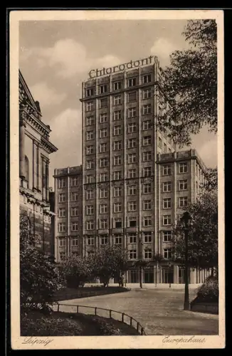 AK Leipzig, Europahaus mit Park