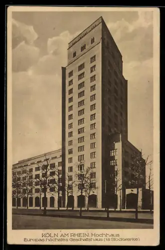 AK Köln am Rhein, Hochhaus mit Strassenpartie