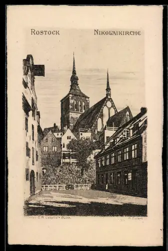 Künstler-AK Rostock, Nikolaikirche
