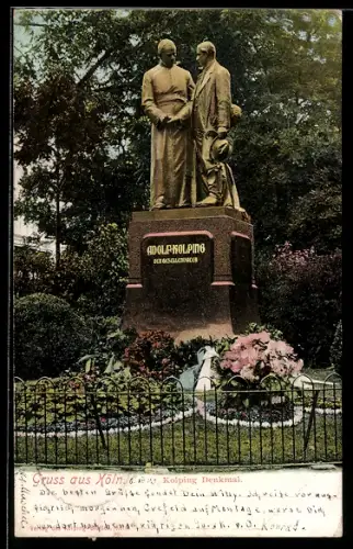 AK Köln, Kolpingplatz mit Denkmal