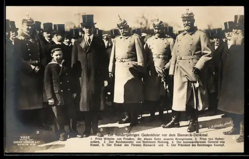AK Zur hundertjährigen Gedenkfeier vor dem Bismarck-Denkmal mit Reichskanzler von Bethmann Hollweg