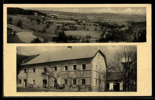AK Steyregg, Gasthaus Daxleitner am Pfennigberg, Panorama