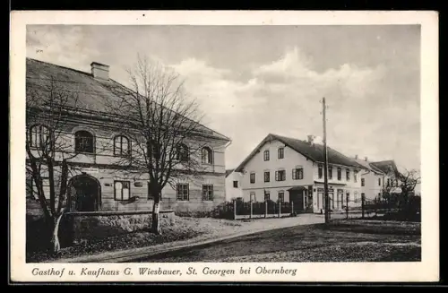 AK St. Georgen bei Obernberg, Gasthof und Kaufhaus G. Wiesbauer, Aussenansicht