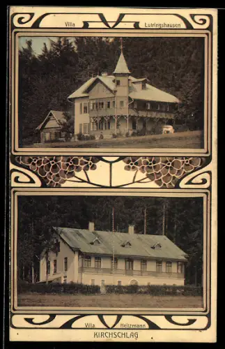 AK Kirchschlag bei Linz, Villa Lutringhausen und Villa Heitzmann