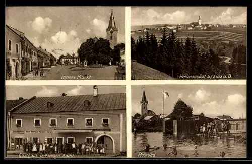 AK Hellmonsödt, Gasthaus-Pension Bachl, Innerer Markt, Moorbad