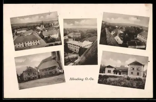 AK Hörsching /O.-Oe., Teilansichten aus der Vogelschau