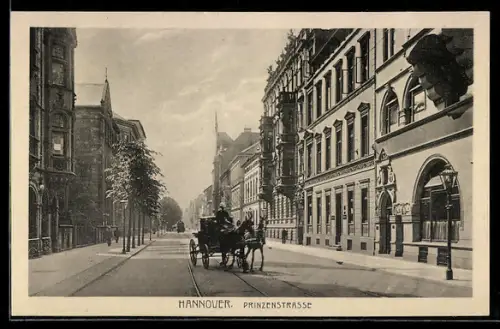 AK Hannover, Partie in der Prinzenstrasse, Pferdekutsche