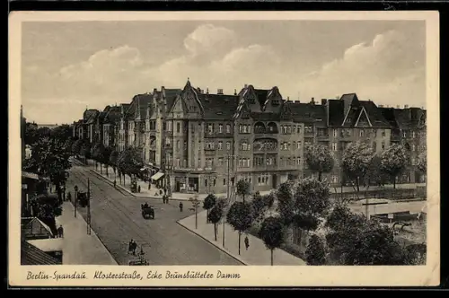 AK Berlin-Spandau, Klosterstrasse Ecke Brunsbütteler Damm, Pferdegespann