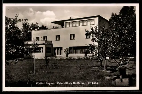 AK Fürth i. Bayern, Privat-Klinik Dr. Burger und Dr. Lang, Schwedenstrasse 19, Bauhaus-Architektur