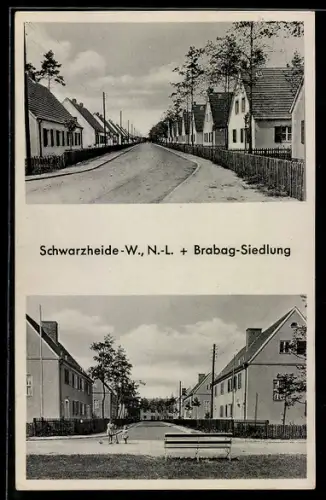 AK Schwarzheide-W. /N.-L., Strassenpartie in der Brabag-Siedlung