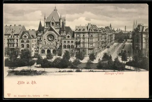 AK Köln-Neustadt, Blick auf den Königsplatz mit der Synagoge