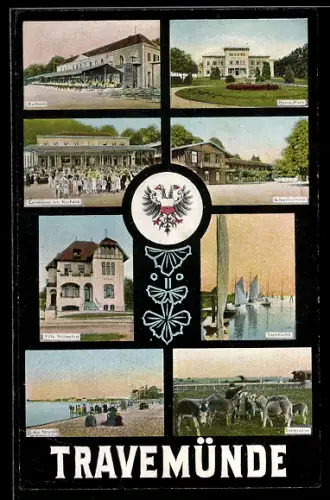 AK Travemünde, Kurhaus, Herrenhaus, Konditorei am Kurhaus, Villa Marienlust