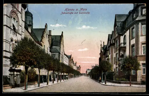 AK Hanau a. Main, Jahnstrasse mit Turnhalle