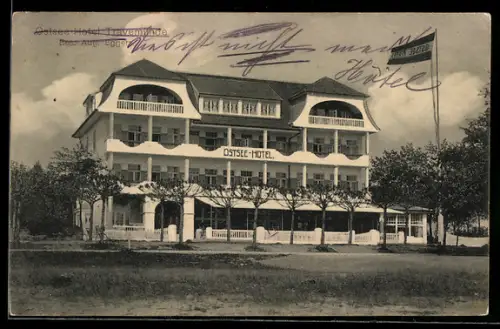 AK Travemünde, Ostsee-Hotel, Bes. Aug. Eggers, Aussenansicht