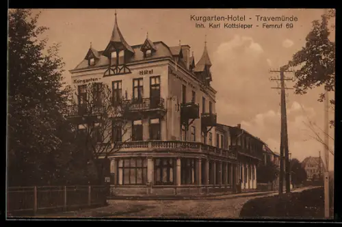 AK Travemünde, Kurgarten-Hotel in der Aussenansicht, Inh. Karl Kottsieper