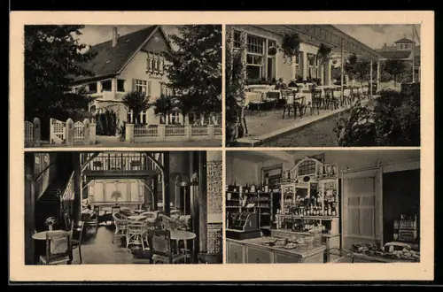AK Travemünde, Seestern-Restaurant und Café, Bes. Karl Pilliet, Aussen- und Innenansichten