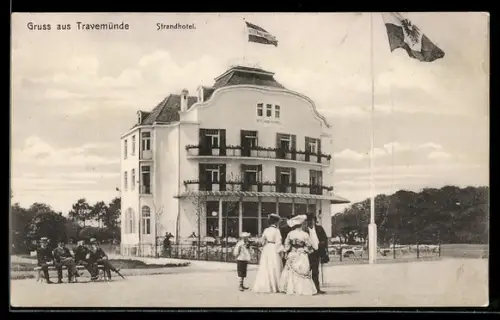 AK Travemünde, Strandhotel in der Aussenansicht
