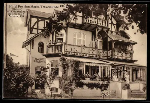 AK Travemünde, Hotel-Pension Maris, W. S. Mählmann. Kaiserallee 5