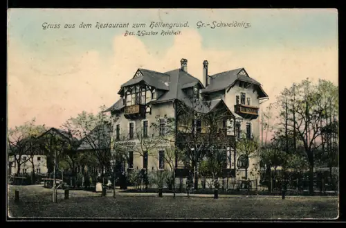 AK Gross Schweidnitz, Restaurant zum Höllengrund