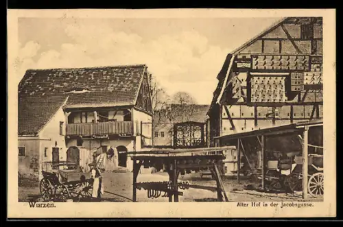 AK Wurzen, Strassenblick zum Alten Hof in der Jacobgasse