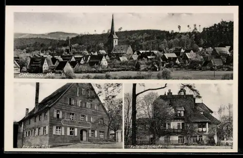 AK Ottensoos /Mfr., Gasthof Brauerei Süss, Kellerwirtschaft, Ortsansicht