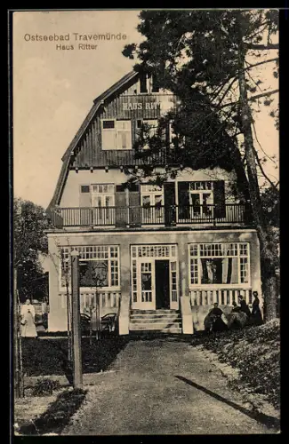 AK Travemünde, Hotel Haus Ritter mit Garten