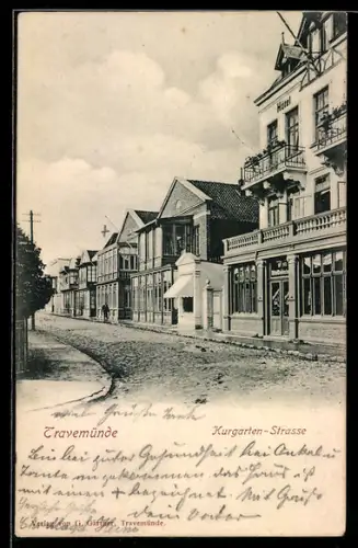 AK Travemünde, Blick in die Kurgarten-Strasse