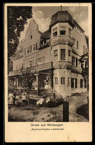 AK Melsungen, Gasthaus Lindenlust mit Garten