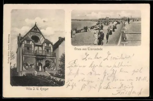 AK Travemünde, Hotel Villa J. U. Kröger, Strandpartie