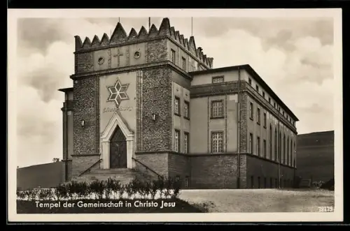 AK Pockau, Tempel der Gemeinschaft in Christo Jesu, Annaberger Strasse 7, Elias-Burg