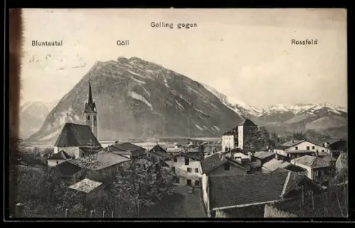 AK Golling, Teilansicht gegen Bluntautal, Göll und Rossfeld